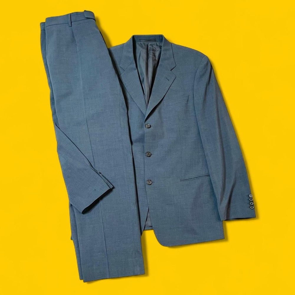 Hugo Boss Wool Suit 40R / 36x32 Navy Blue – Made in Germany